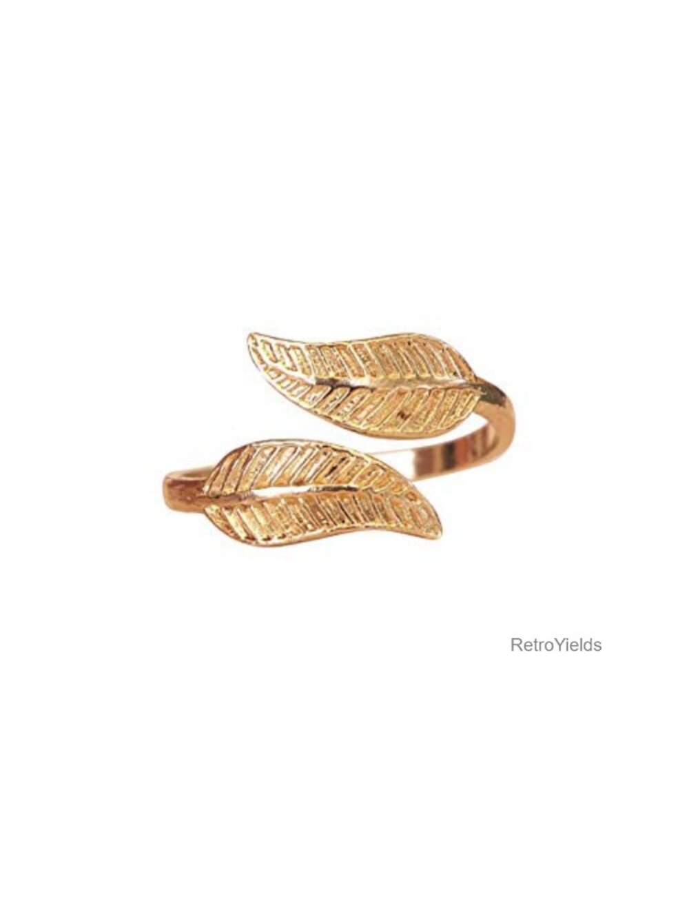 Gold Plated Sterling Silver Leaf Wrap Toe Ring Adjustable Handmade